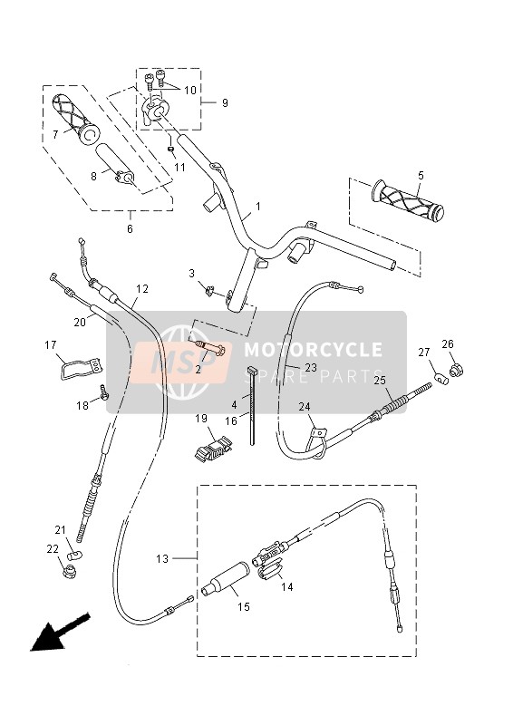 Yamaha YN50EM 2013 Manija de dirección & Cable para un 2013 Yamaha YN50EM